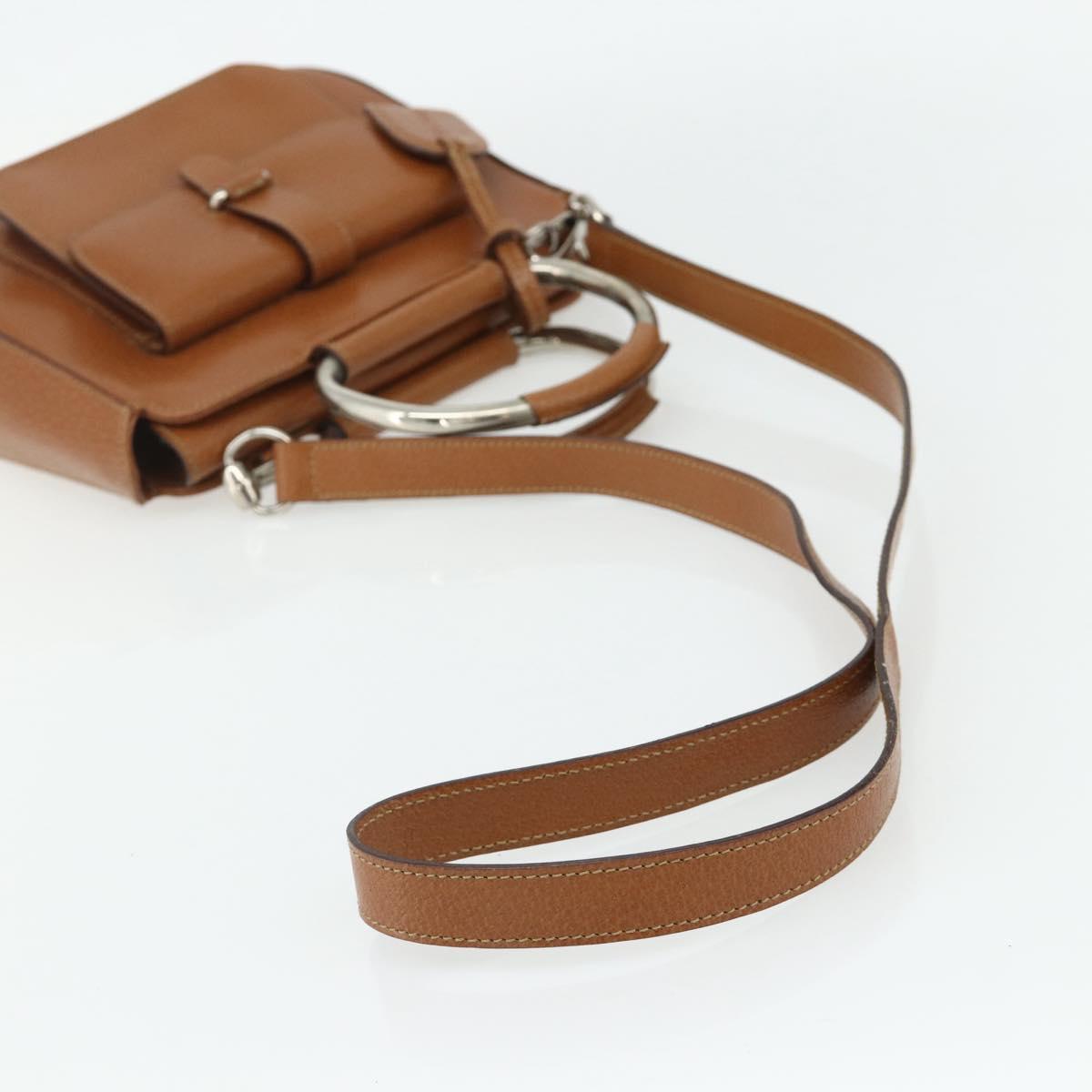 GUCCI Hand Bag Leather 2way Brown Silver 000 2058 0308 5 Auth 177030