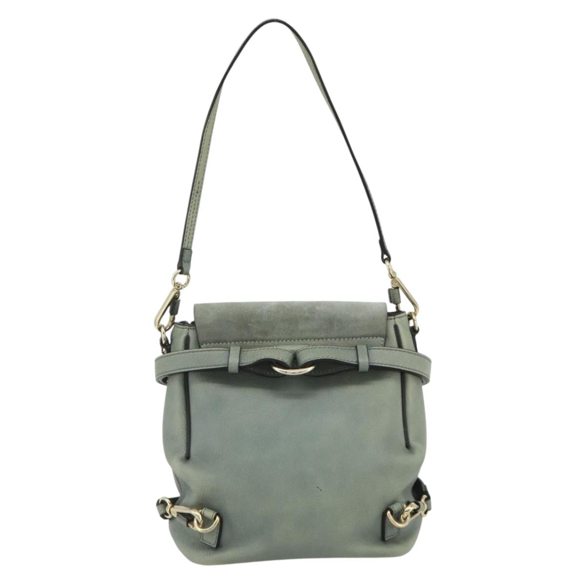 Chloe Fay Backpack Suede Leather 2way Gold Light green Auth 177032