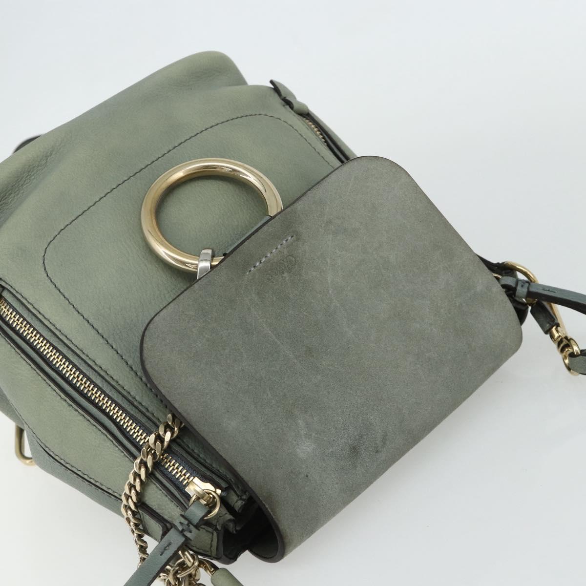 Chloe Fay Backpack Suede Leather 2way Gold Light green Auth 177032