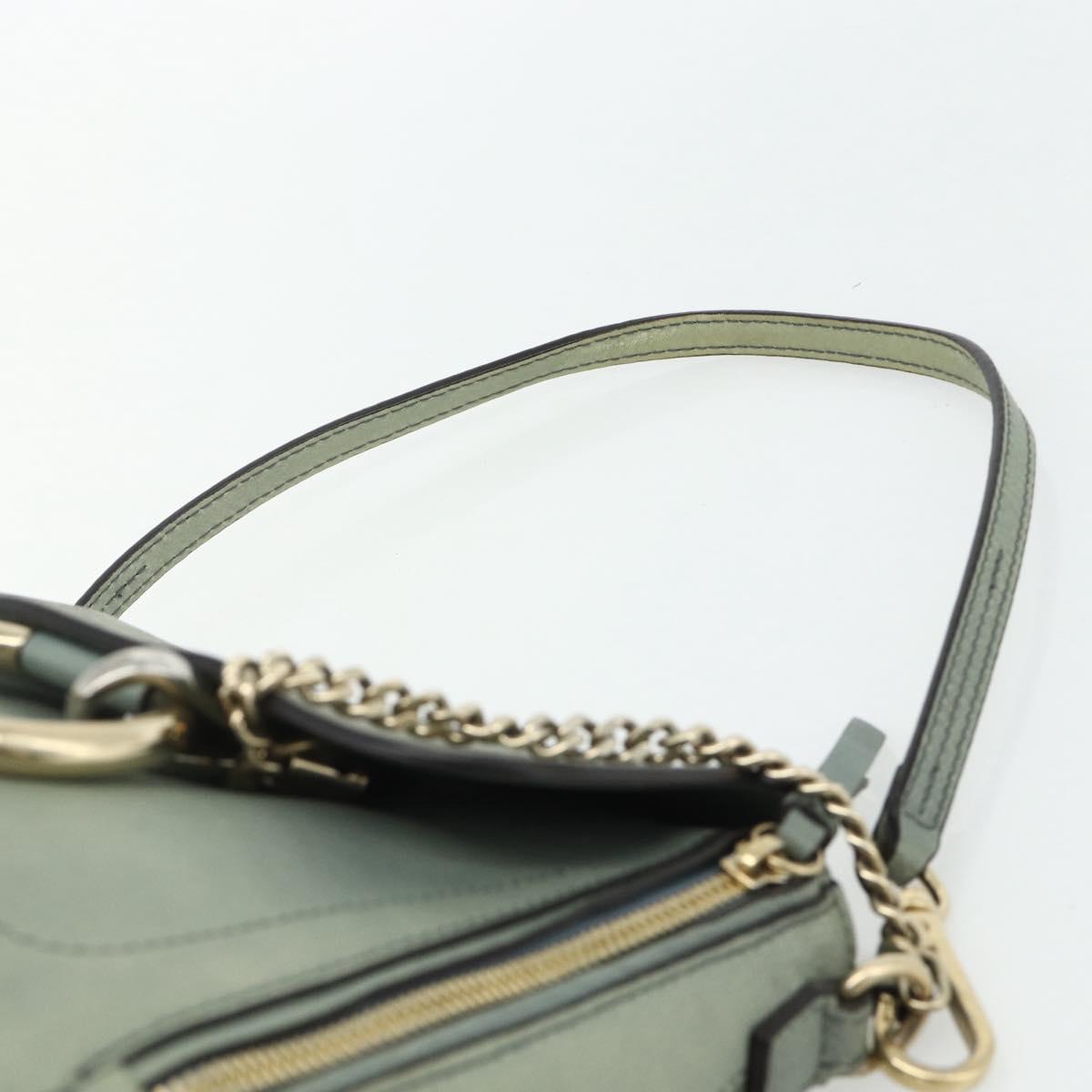 Chloe Fay Backpack Suede Leather 2way Gold Light green Auth 177032
