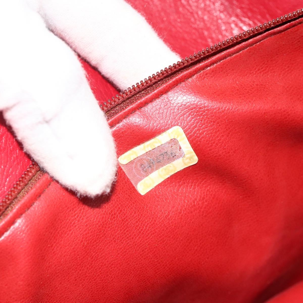 CHANEL Matelasse Chain Shoulder Bag Lamb Skin Red Gold CC Auth 177037