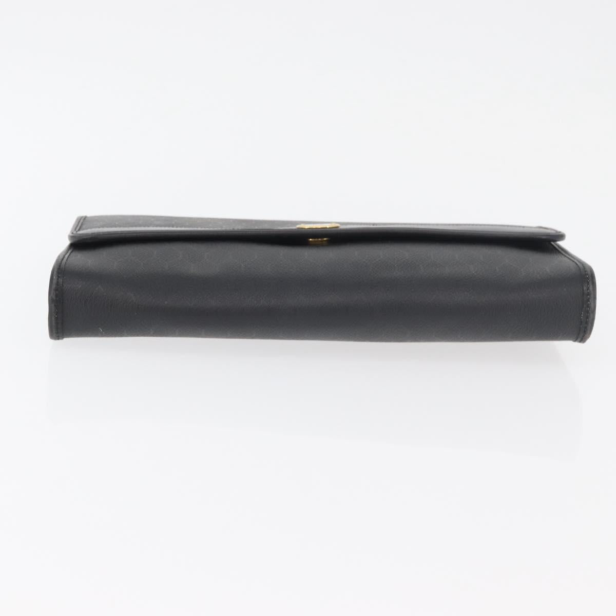 Christian Dior Honeycomb Canvas Shoulder Bag PVC Black Gold Auth 177041