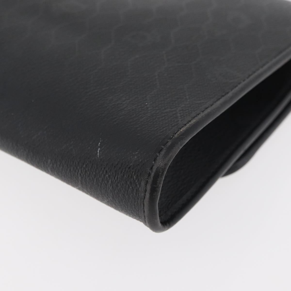 Christian Dior Honeycomb Canvas Shoulder Bag PVC Black Gold Auth 177041
