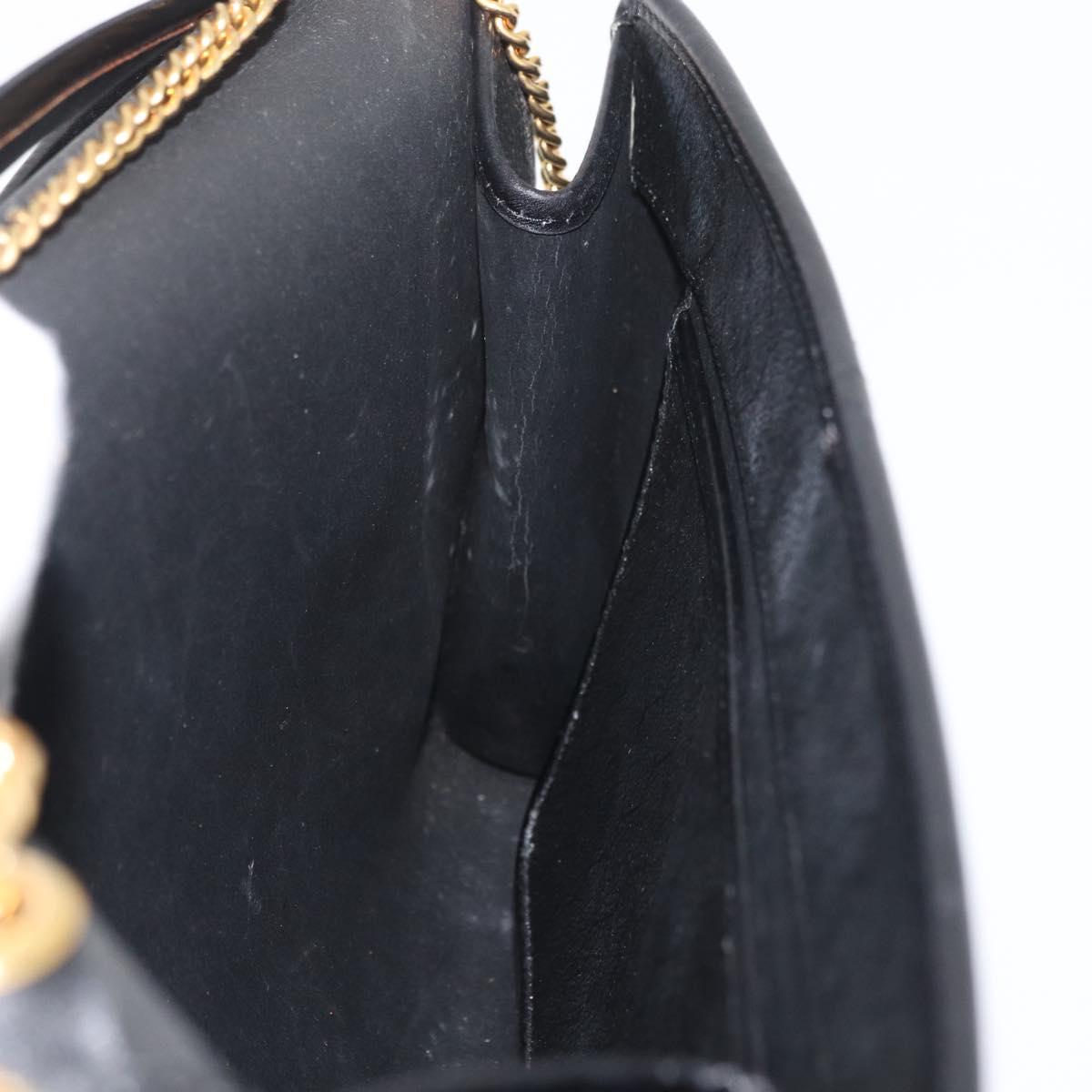 Christian Dior Honeycomb Canvas Shoulder Bag PVC Black Gold Auth 177041
