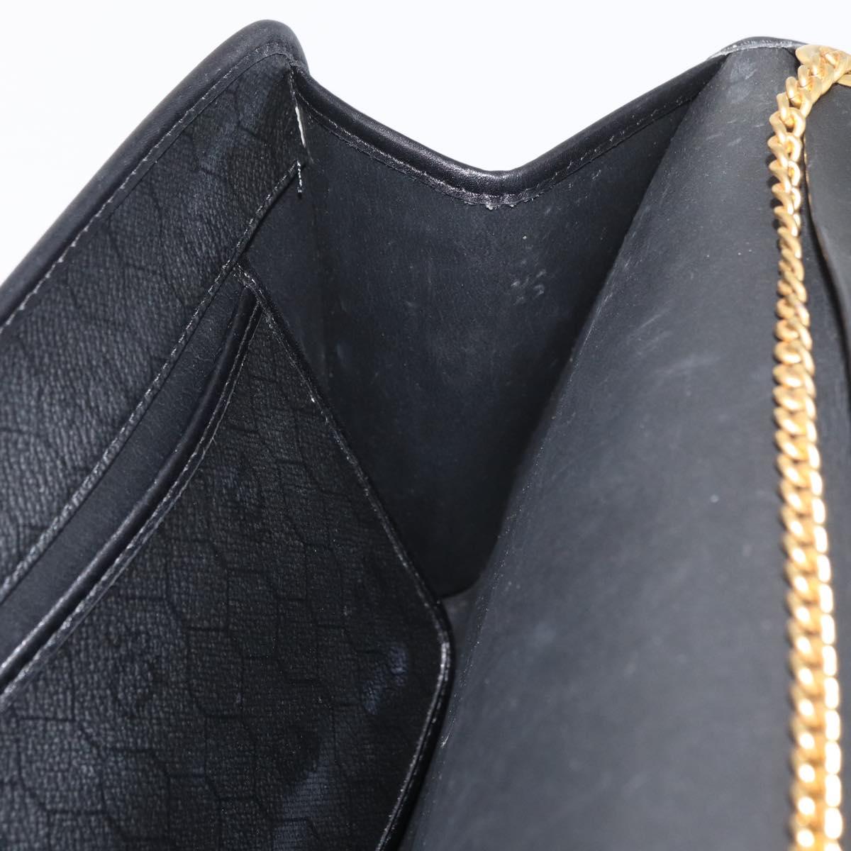 Christian Dior Honeycomb Canvas Shoulder Bag PVC Black Gold Auth 177041