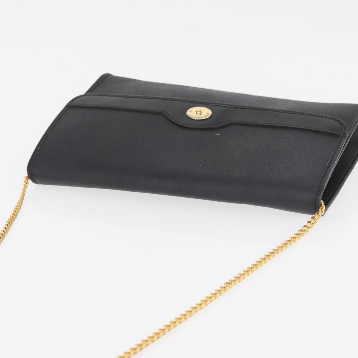 Christian Dior Honeycomb Canvas Shoulder Bag PVC Black Gold Auth 177041