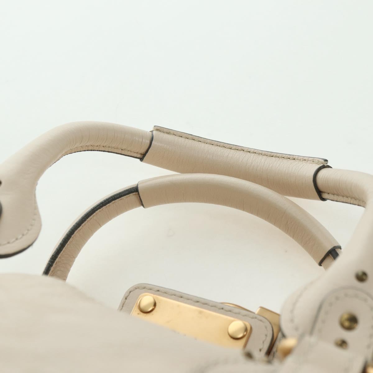 Chloe Paddington Hand Bag Leather Ivory Gold Silver Auth 177043SAV