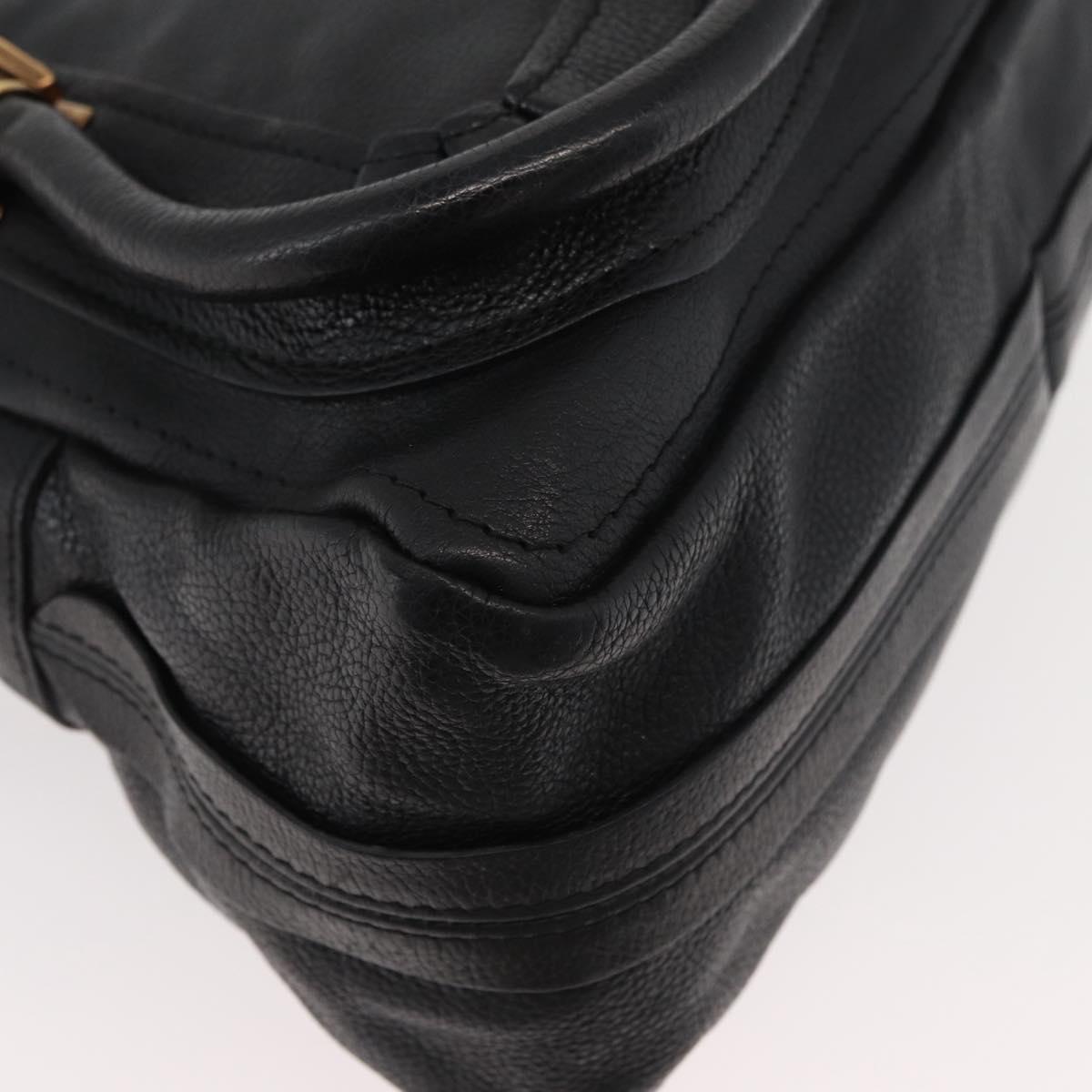 Chloe Paraty Hand Bag Leather 2way Black Gold Auth 177044A