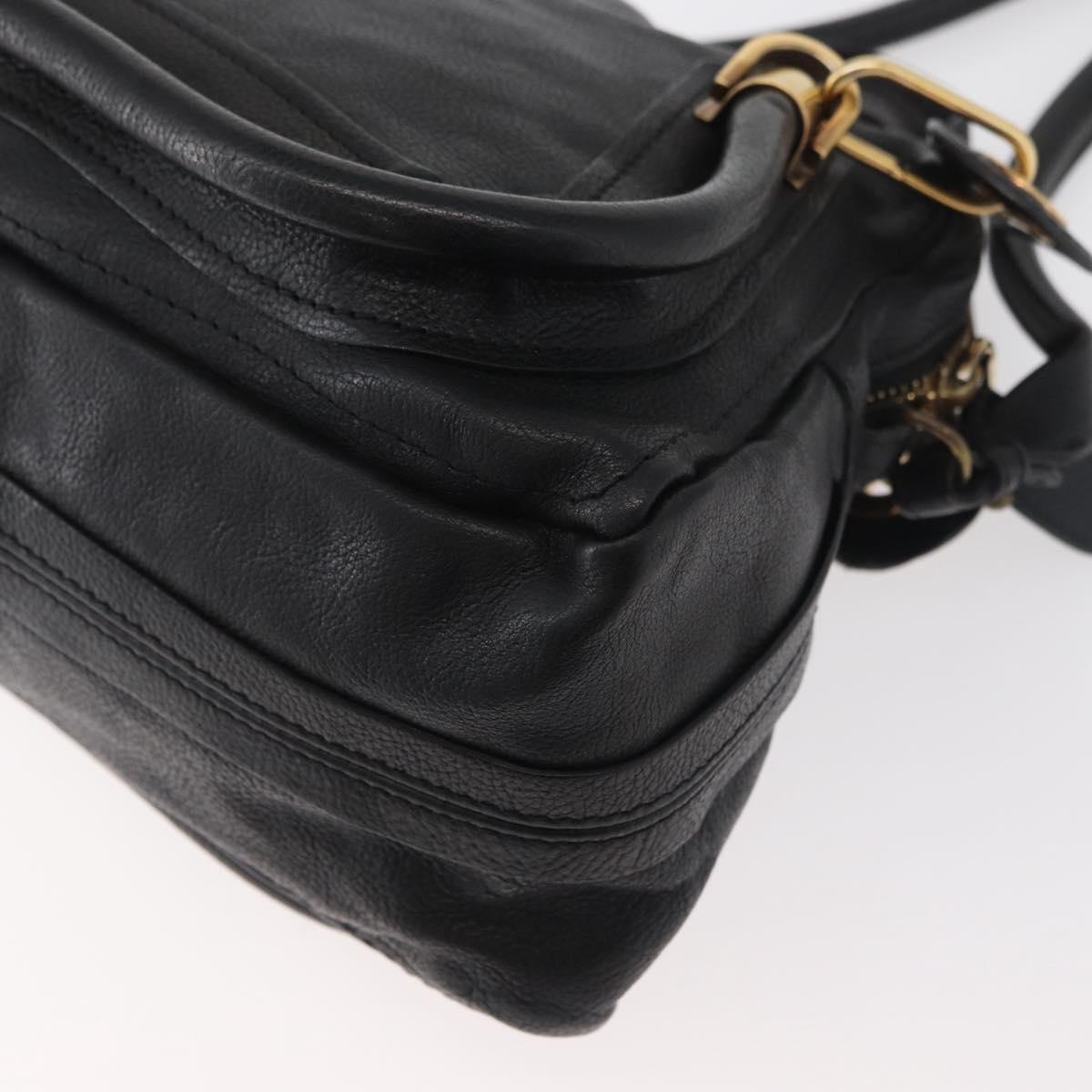 Chloe Paraty Hand Bag Leather 2way Black Gold Auth 177044A