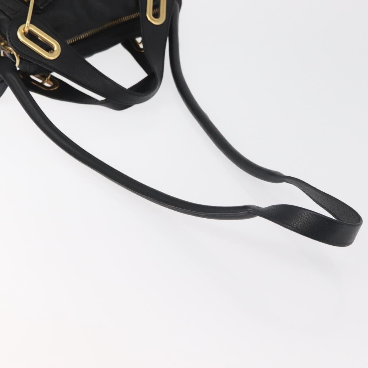 Chloe Paraty Hand Bag Leather 2way Black Gold Auth 177044A