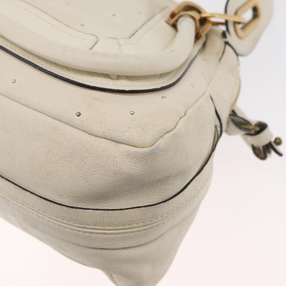 Chloe Paraty Hand Bag Leather 2way White Gold Auth 177045