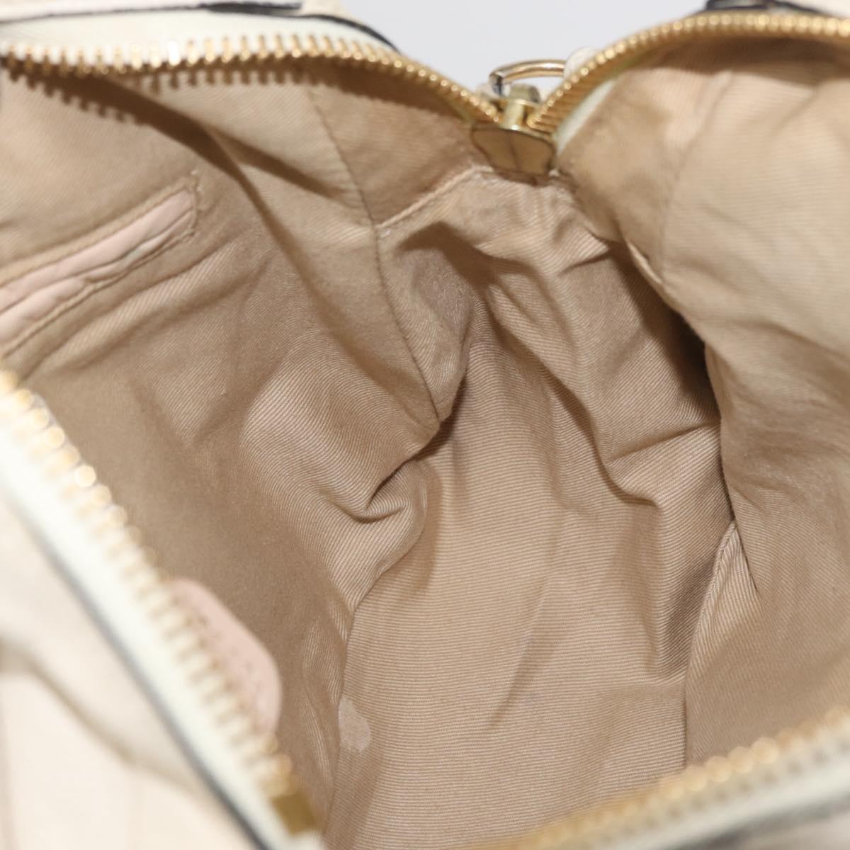 Chloe Paraty Hand Bag Leather 2way White Gold Auth 177045