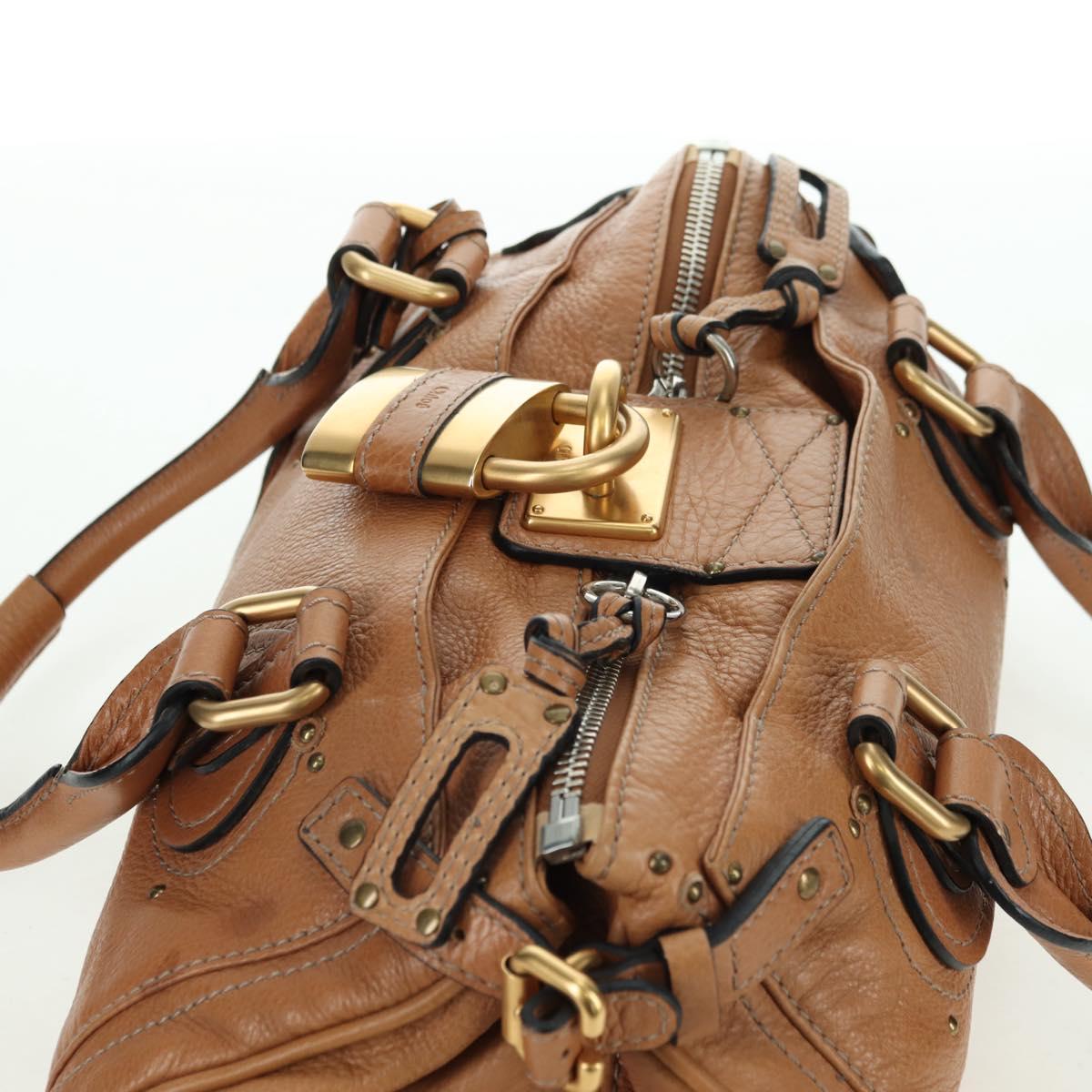 Chloe Paddington Hand Bag Leather Brown Silver gold Auth 177046SAV
