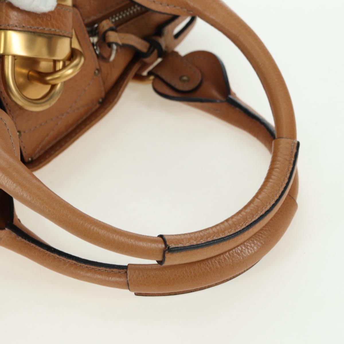 Chloe Paddington Hand Bag Leather Brown Silver gold Auth 177046SAV