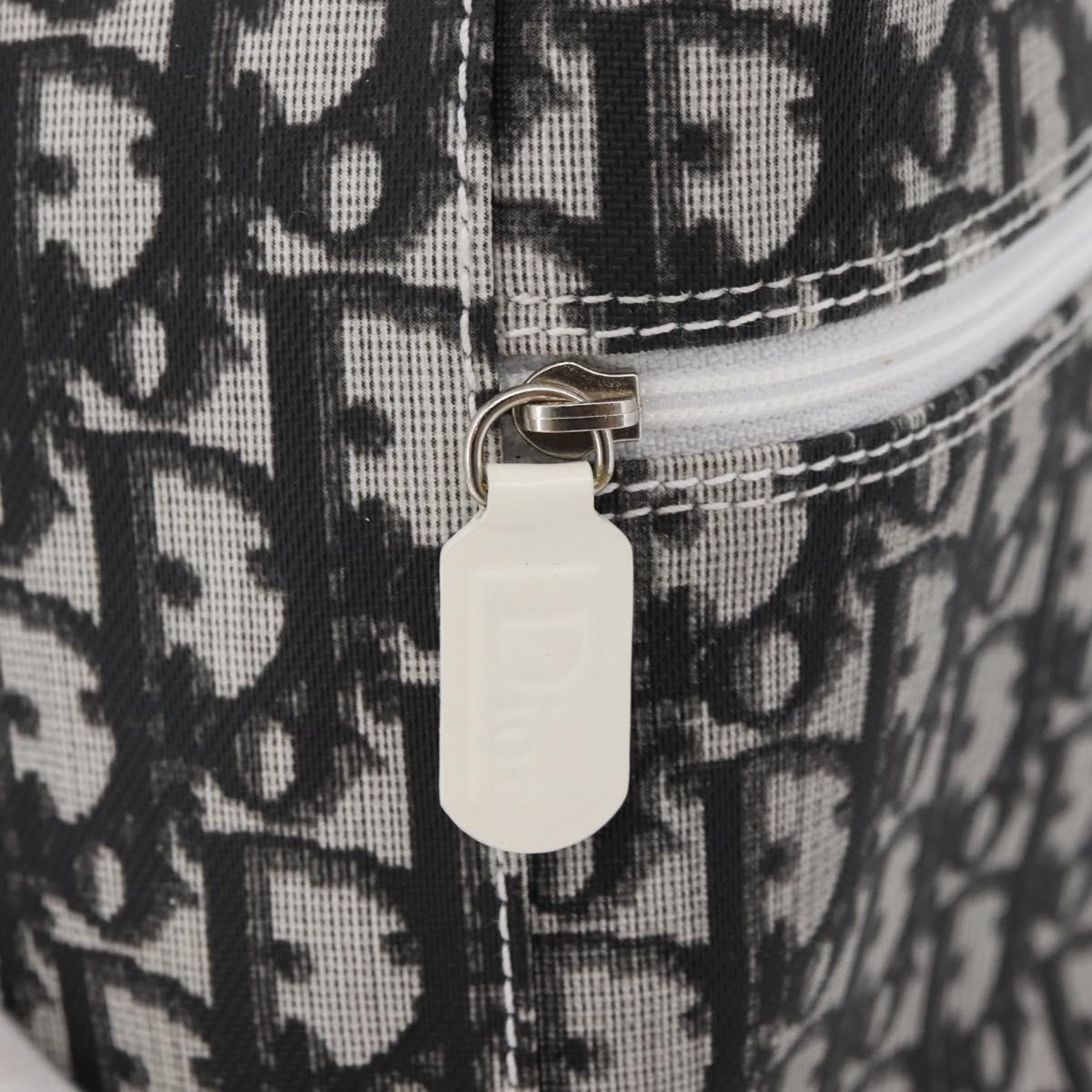 Christian Dior Trotter Canvas Vanity Hand Bag PVC Black Silver Auth 177048