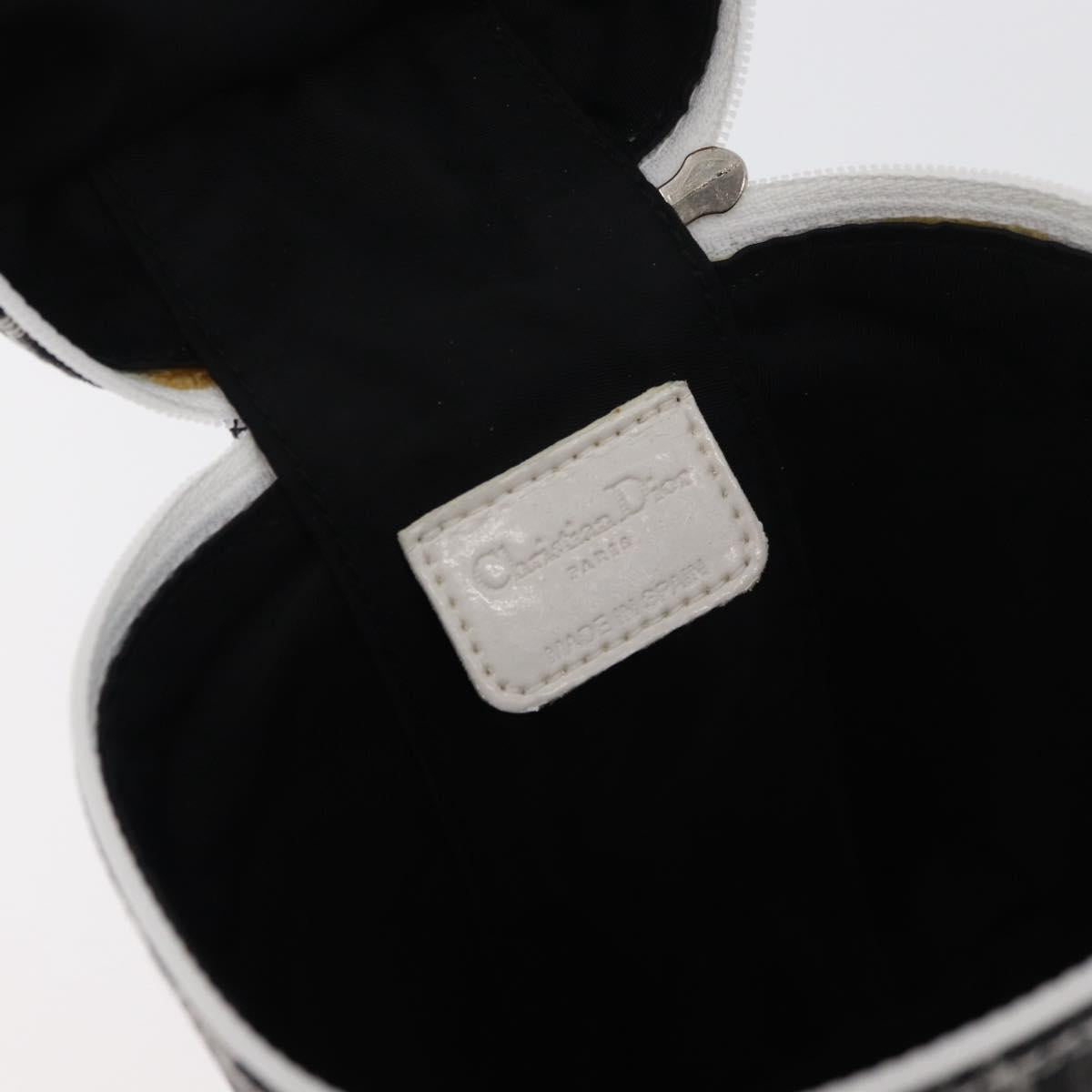 Christian Dior Trotter Canvas Vanity Hand Bag PVC Black Silver Auth 177048