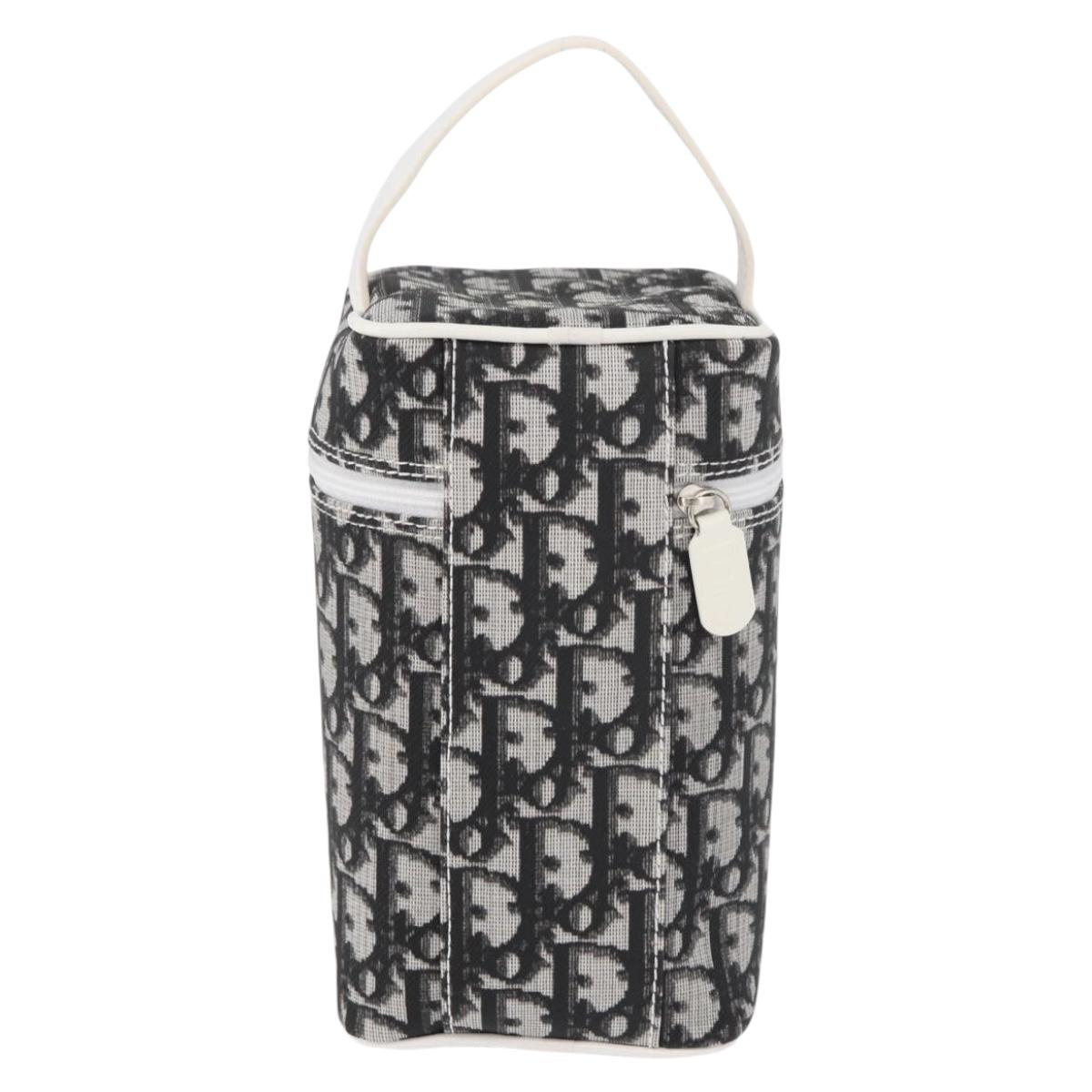 Christian Dior Trotter Canvas Vanity Hand Bag PVC Black Silver Auth 177048