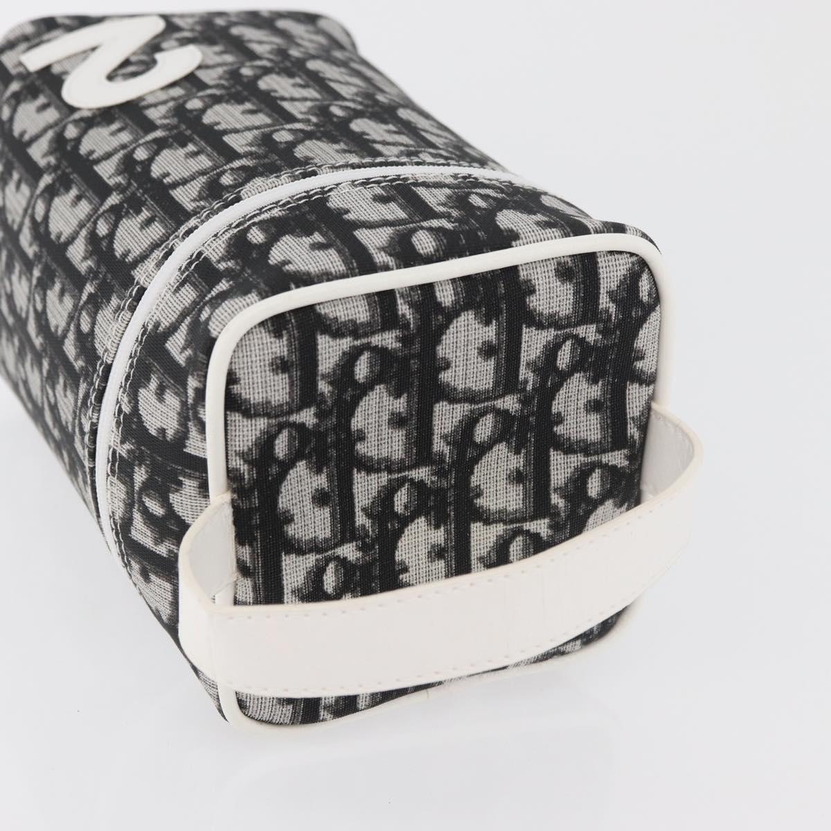 Christian Dior Trotter Canvas Vanity Hand Bag PVC Black Silver Auth 177048