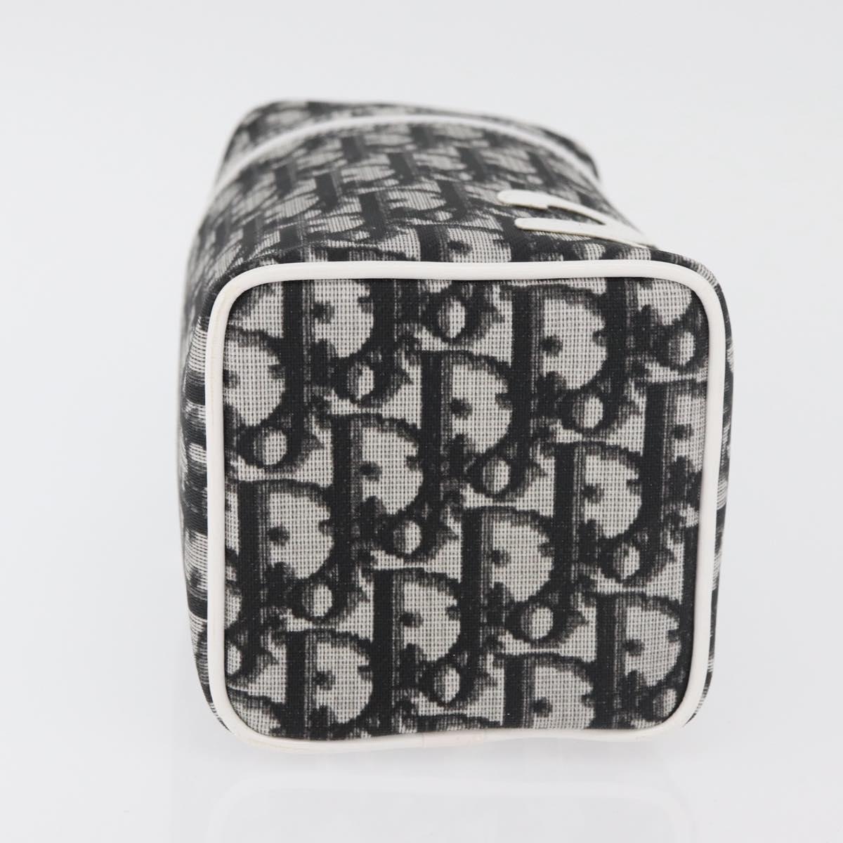 Christian Dior Trotter Canvas Vanity Hand Bag PVC Black Silver Auth 177048