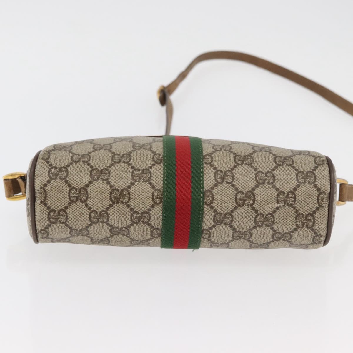 GUCCI GG Supreme Web Sherry Line Bag PVC Beige Gold 32 02 004 Auth 177053