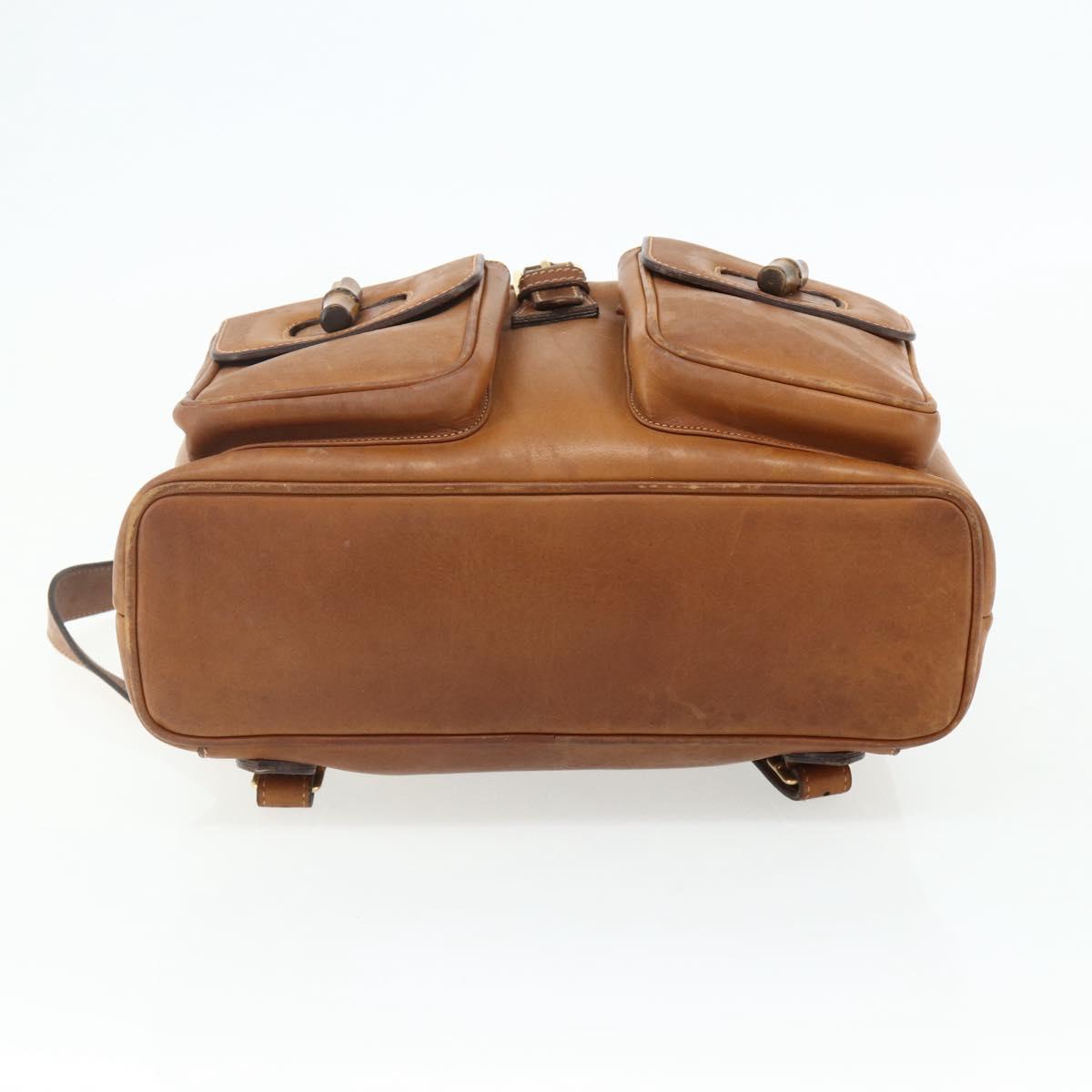 GUCCI Bamboo Backpack Leather Brown Gold 003 58 0016 Auth 177054