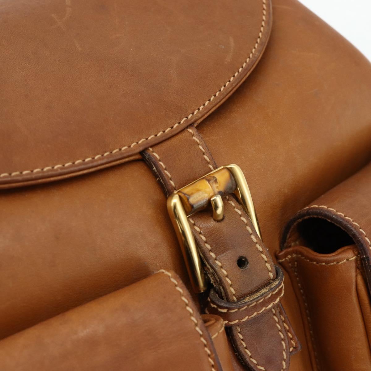 GUCCI Bamboo Backpack Leather Brown Gold 003 58 0016 Auth 177054