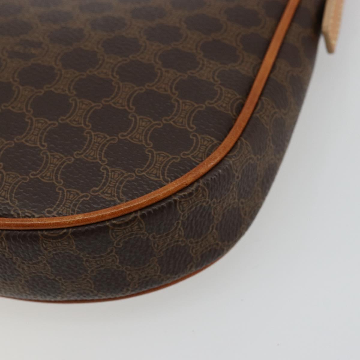 CELINE Macadam Canvas Shoulder Bag PVC Leather Brown Gold Auth 177058A