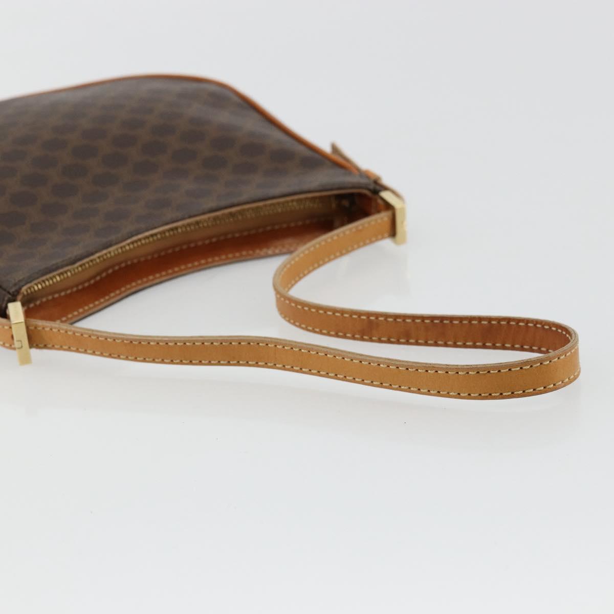 CELINE Macadam Canvas Shoulder Bag PVC Leather Brown Gold Auth 177058A