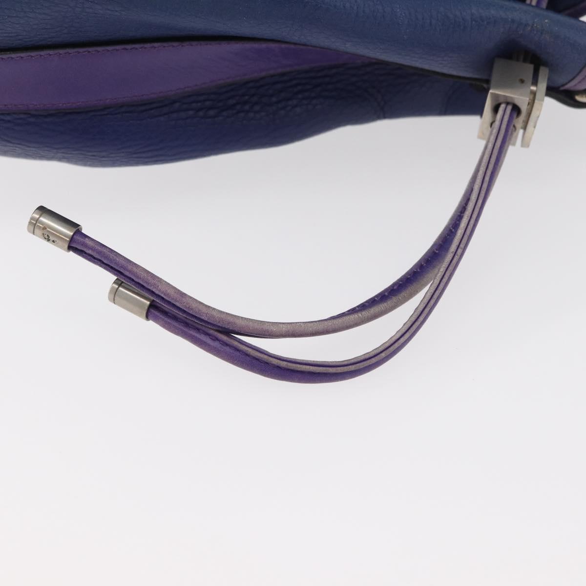 CELINE Shoulder Bag Leather Blue Silver Auth 177062