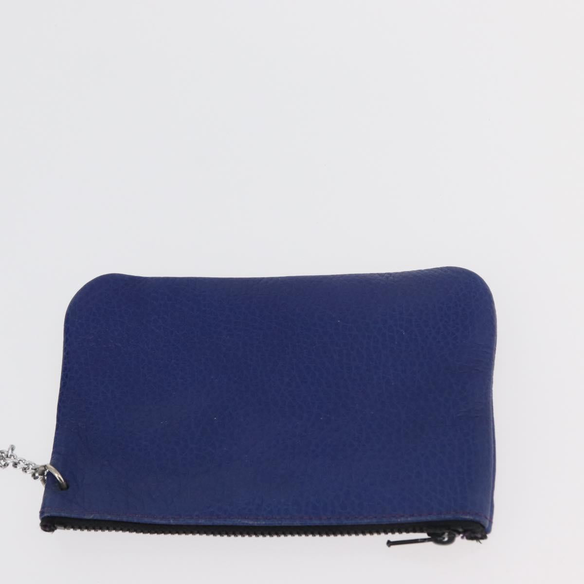 CELINE Shoulder Bag Leather Blue Silver Auth 177062