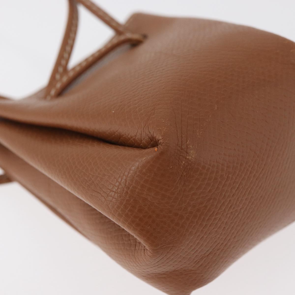 HERMES Vespa Pouch Leather Brown Gold Auth 177067A
