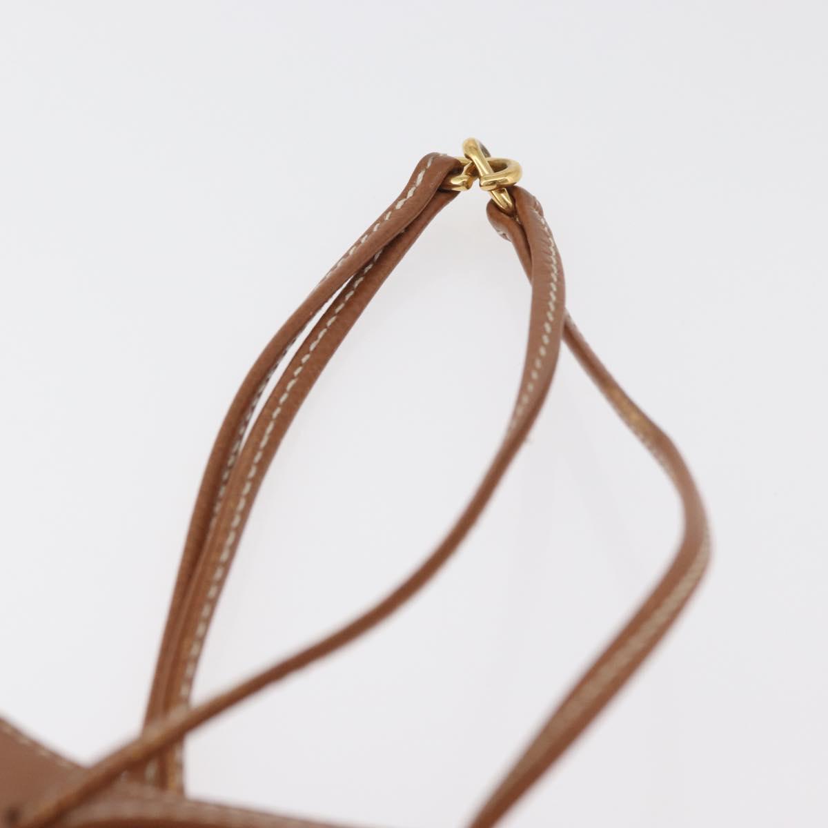 HERMES Vespa Pouch Leather Brown Gold Auth 177067A