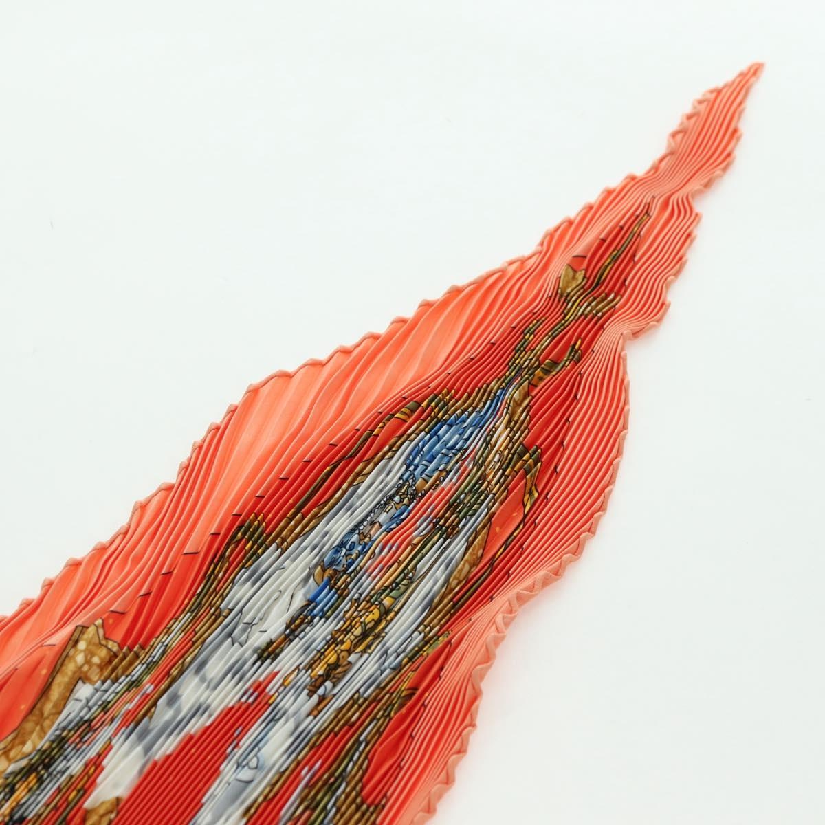 HERMES Pleated Carre 90 Scarf ""CAVALIERS DES NUAGES"" Silk Orange Auth 177074M