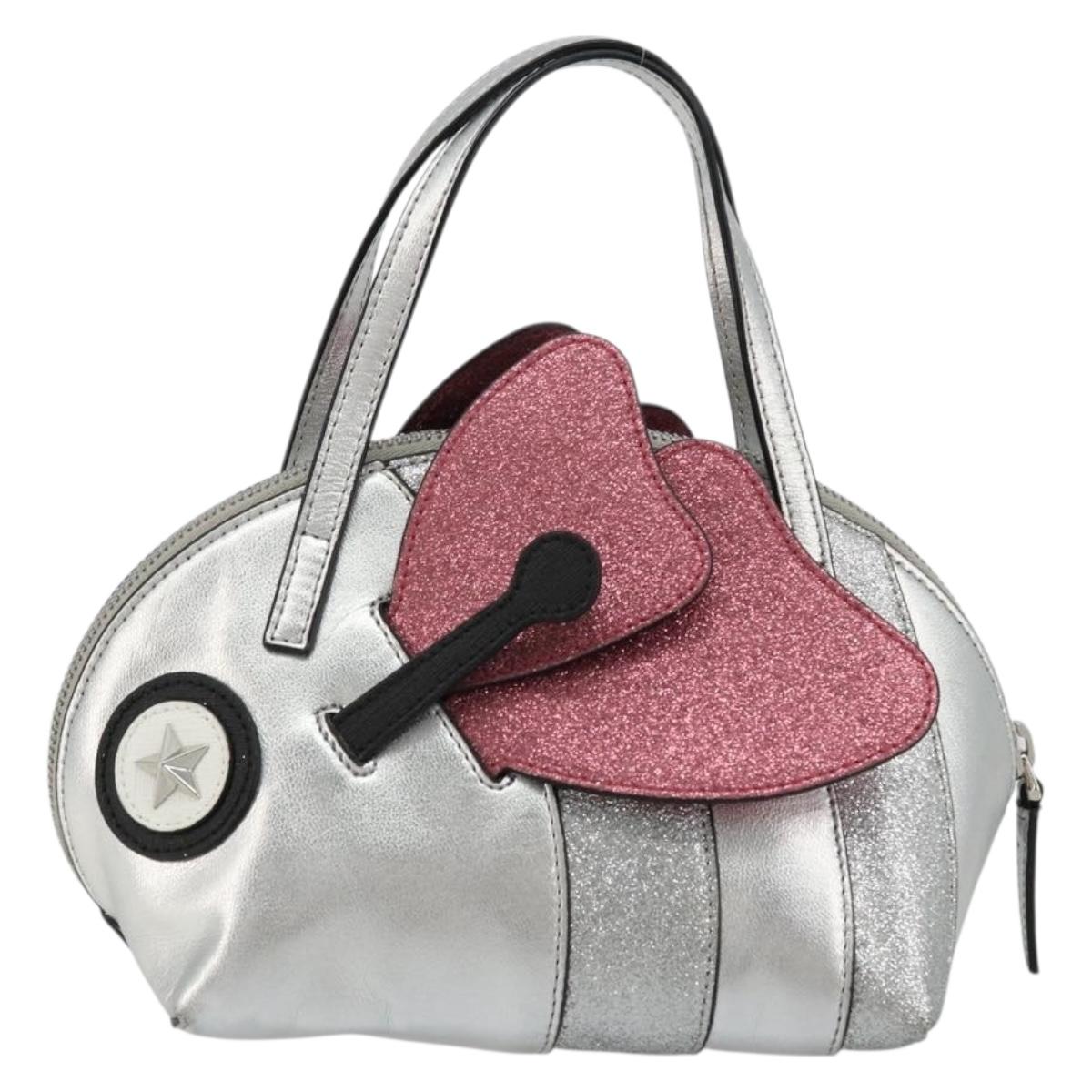 GUCCI Children's Hand Bag Leather Silver Auth 177083A
