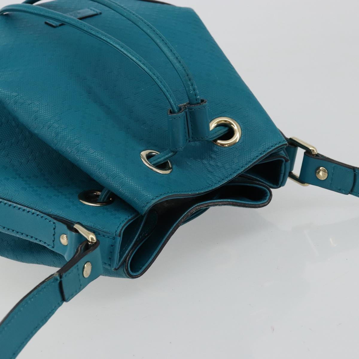 GUCCI Diamante Shoulder Bag Leather Blue Silver 354229 Auth 177084A
