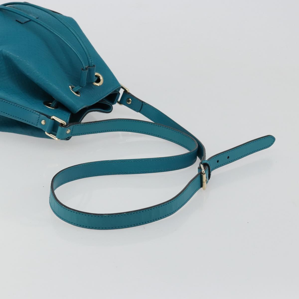 GUCCI Diamante Shoulder Bag Leather Blue Silver 354229 Auth 177084A