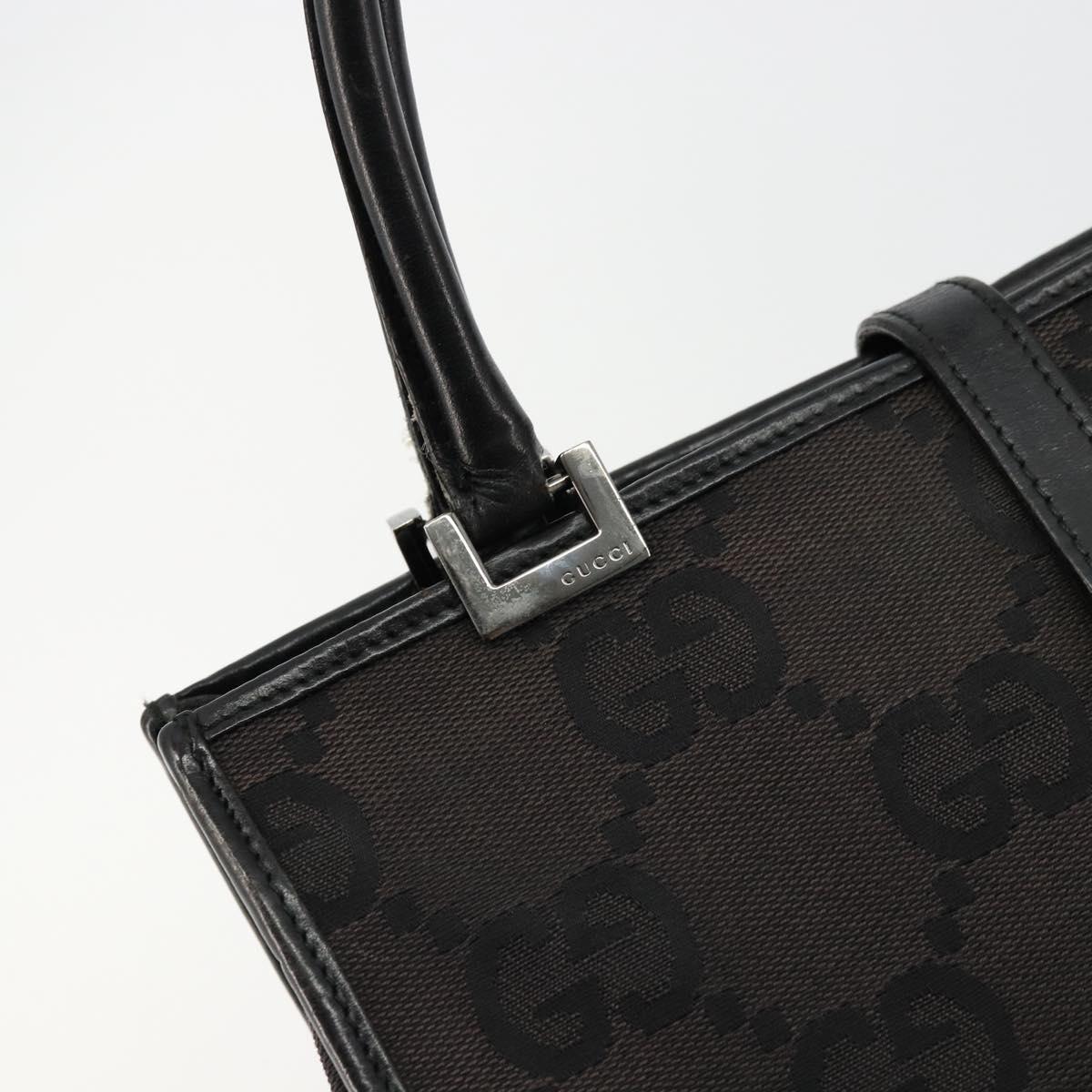 GUCCI GG Canvas Jackie Hand Bag Black Silver 002 1065 Auth 177085