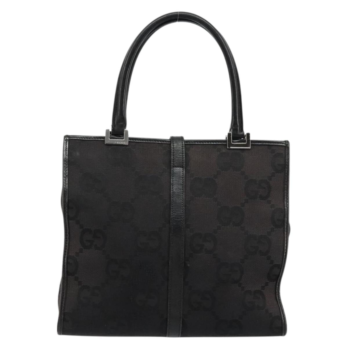 GUCCI GG Canvas Jackie Hand Bag Black Silver 002 1065 Auth 177085