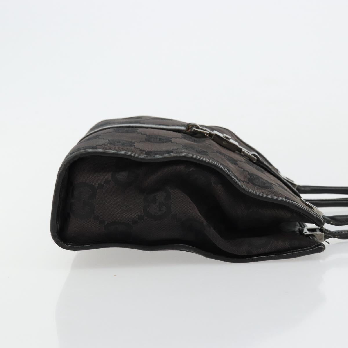 GUCCI GG Canvas Jackie Hand Bag Black Silver 002 1065 Auth 177085