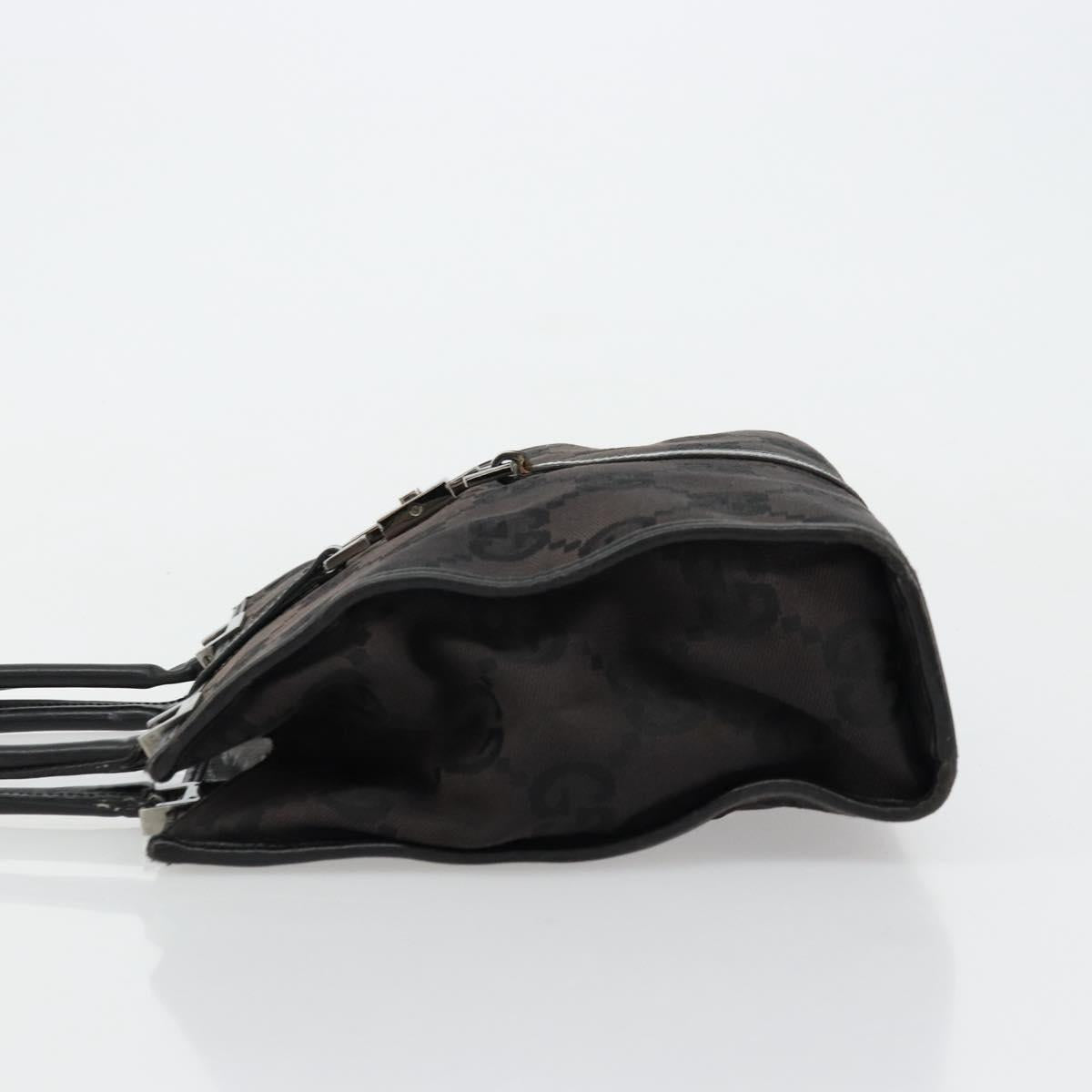 GUCCI GG Canvas Jackie Hand Bag Black Silver 002 1065 Auth 177085