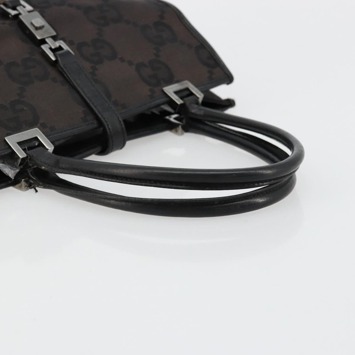 GUCCI GG Canvas Jackie Hand Bag Black Silver 002 1065 Auth 177085