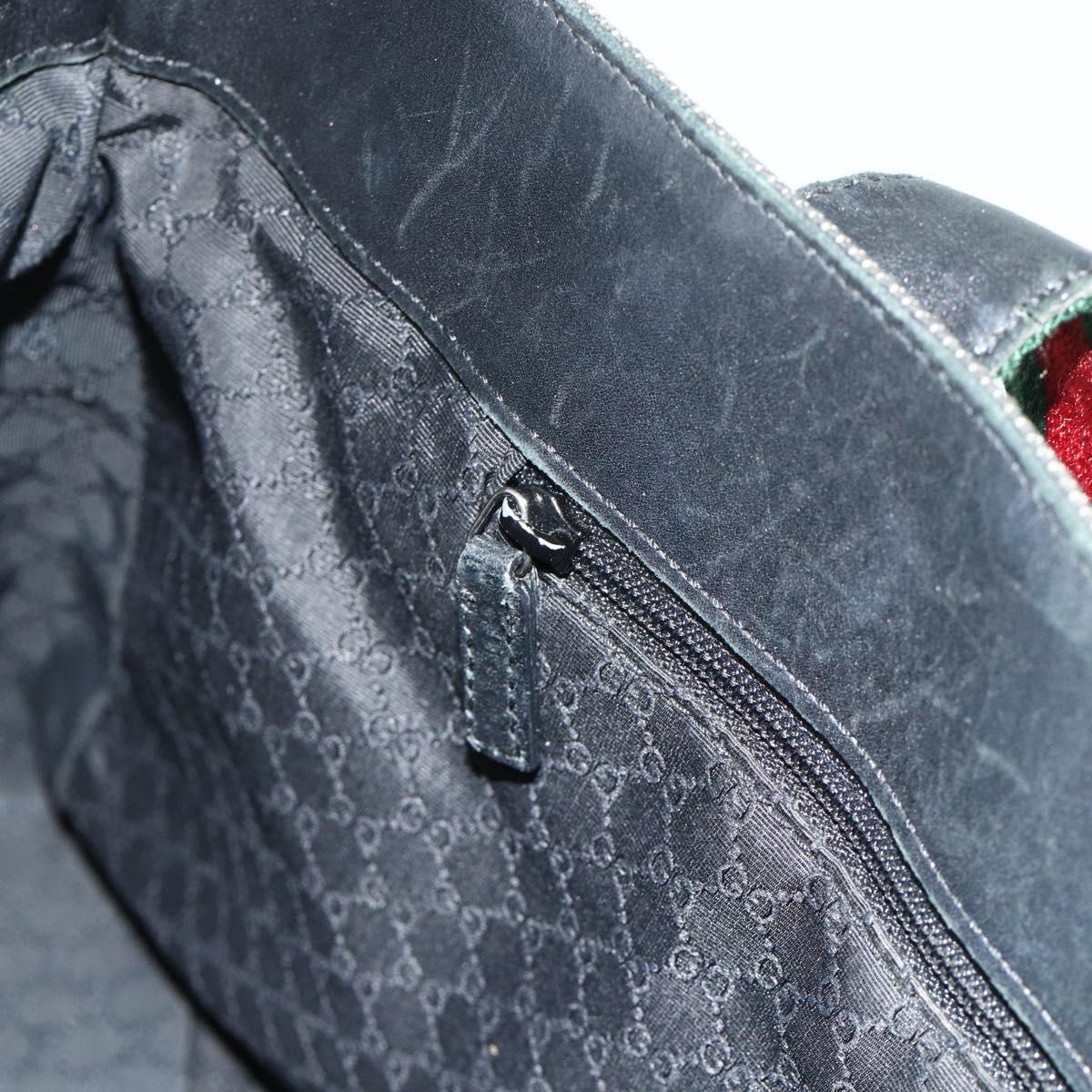 GUCCI Web Sherry Line Tote Bag Canvas Black Red Green 73983 Auth 177087