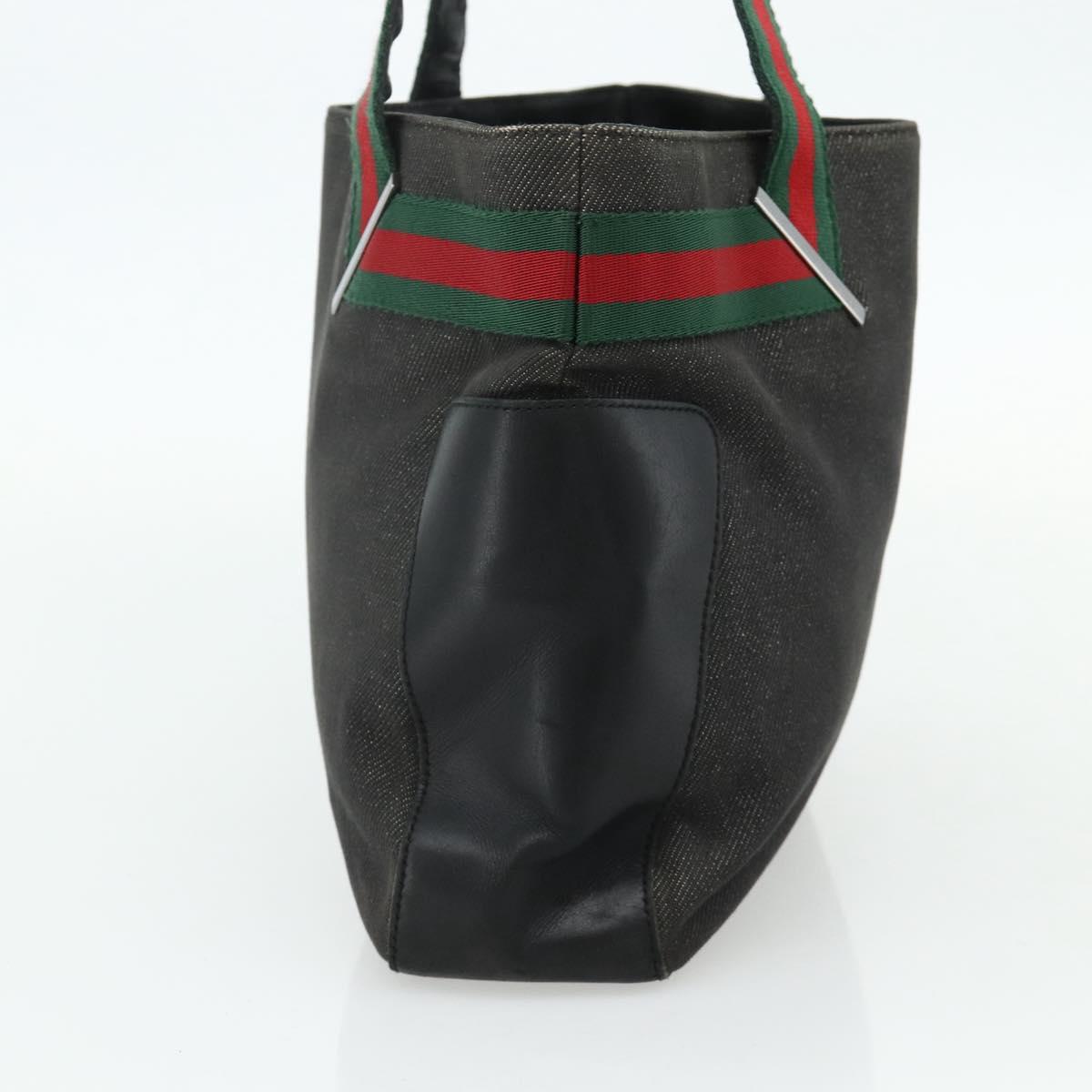 GUCCI Web Sherry Line Tote Bag Canvas Black Red Green 73983 Auth 177087