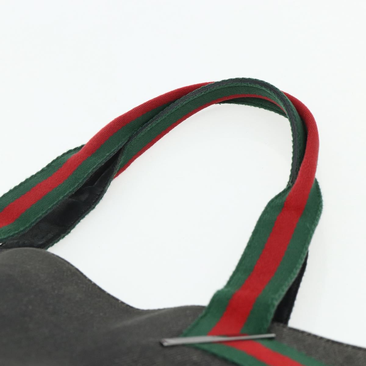 GUCCI Web Sherry Line Tote Bag Canvas Black Red Green 73983 Auth 177087