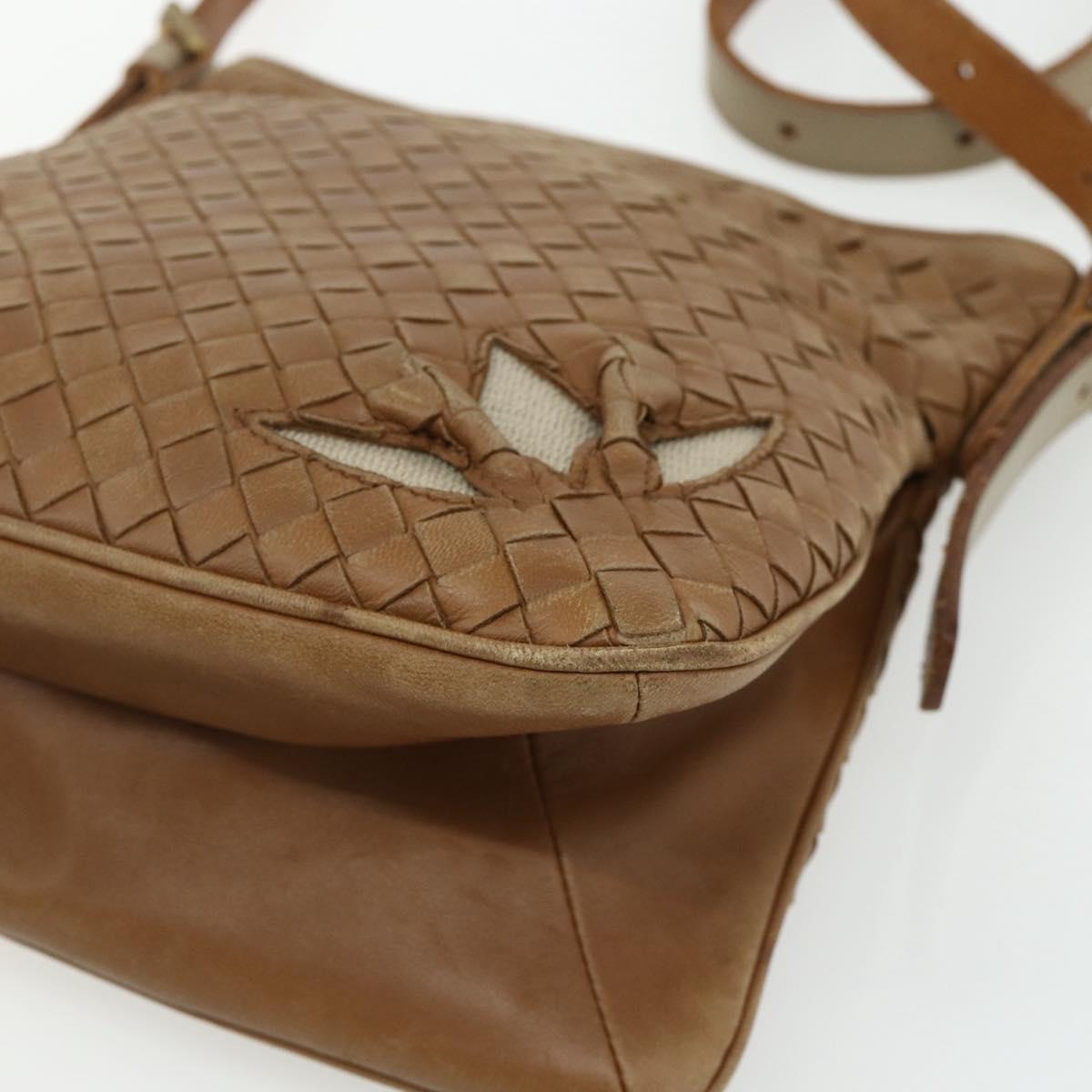 BOTTEGA VENETA INTRECCIATO Shoulder Bag Leather Beige 170022 Auth 177097