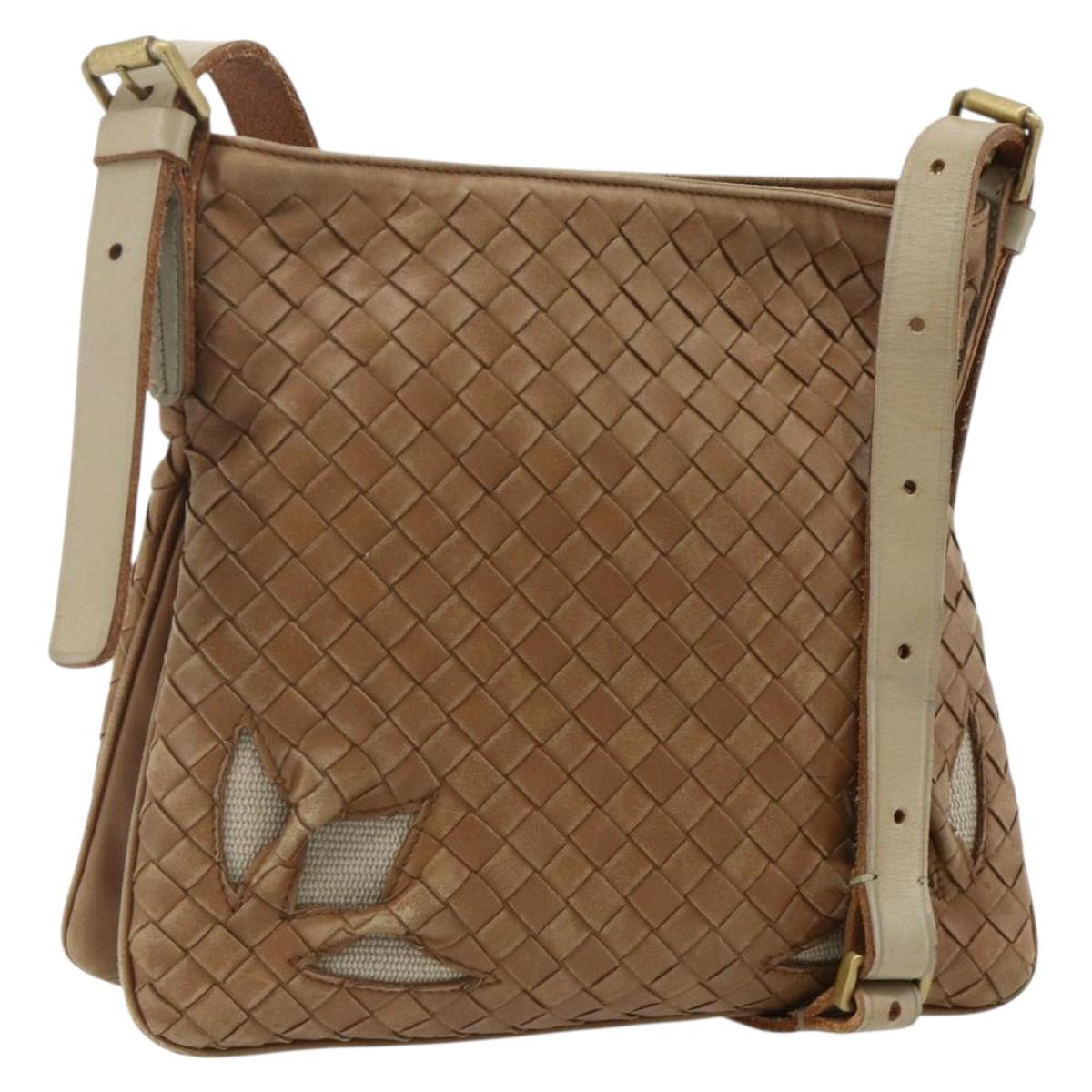 BOTTEGA VENETA INTRECCIATO Shoulder Bag Leather Beige 170022 Auth 177097