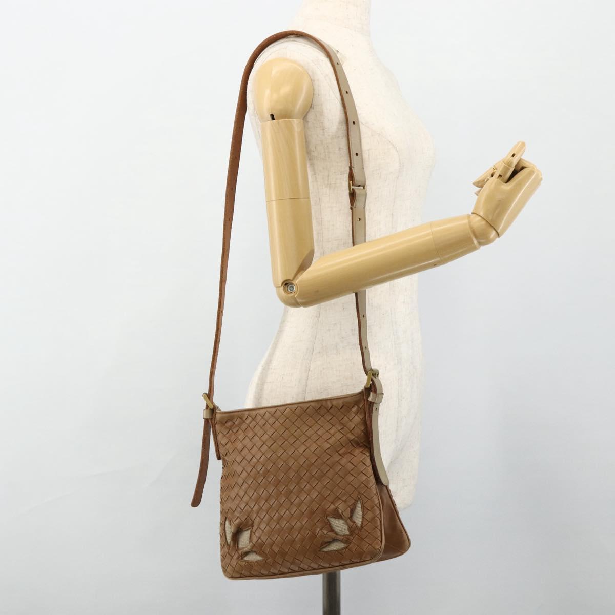 BOTTEGA VENETA INTRECCIATO Shoulder Bag Leather Beige 170022 Auth 177097
