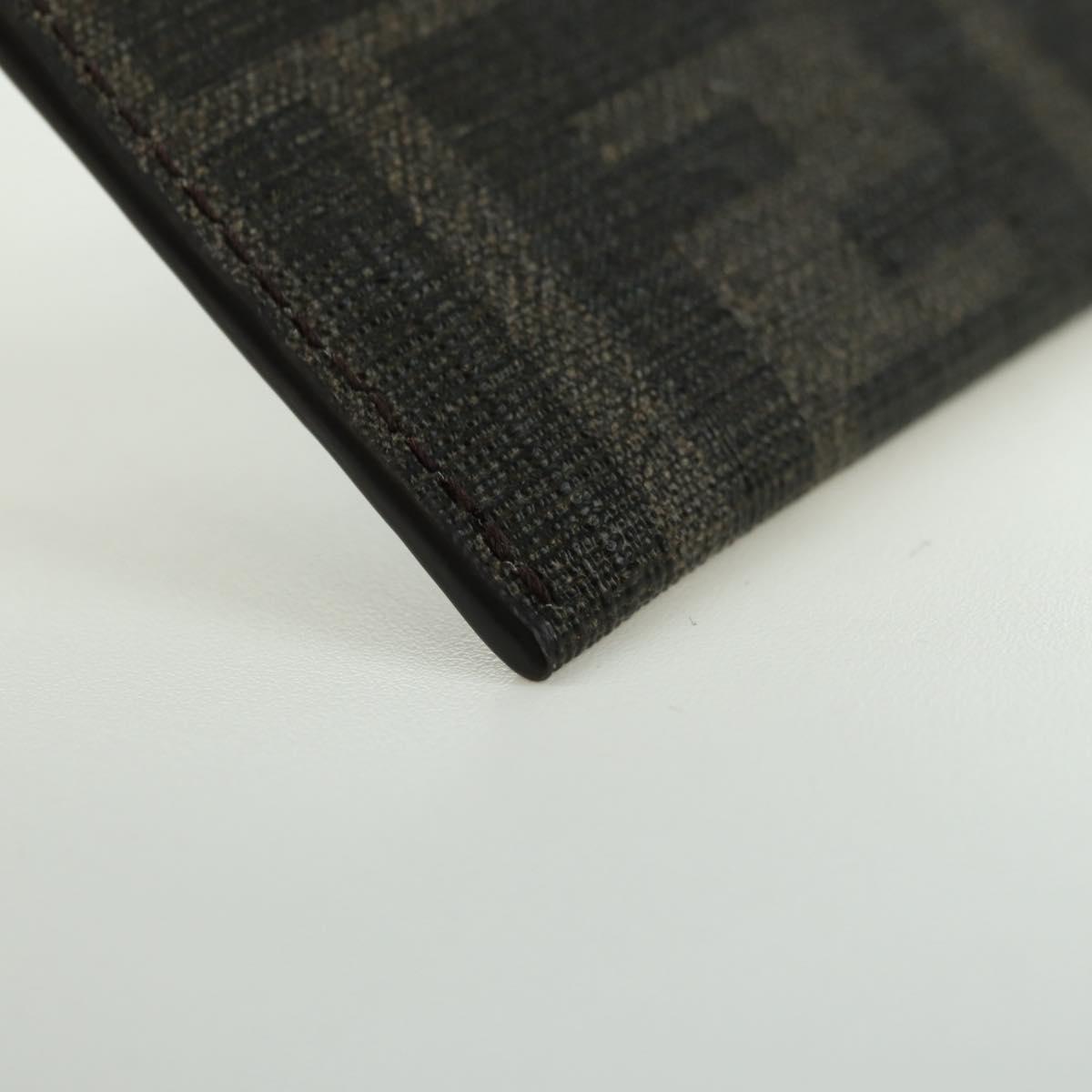 FENDI Zucca Canvas Dratini Card Case Black Brown Auth 177099SAM