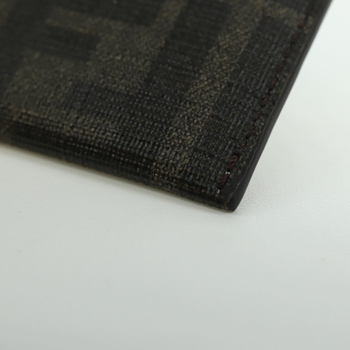 FENDI Zucca Canvas Dratini Card Case Black Brown Auth 177099SAM