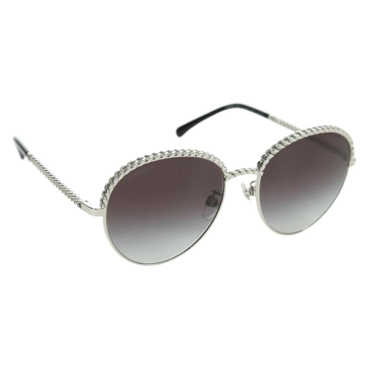 CHANEL Sunglasses metal Silver tone 4242 CC Auth 177100V